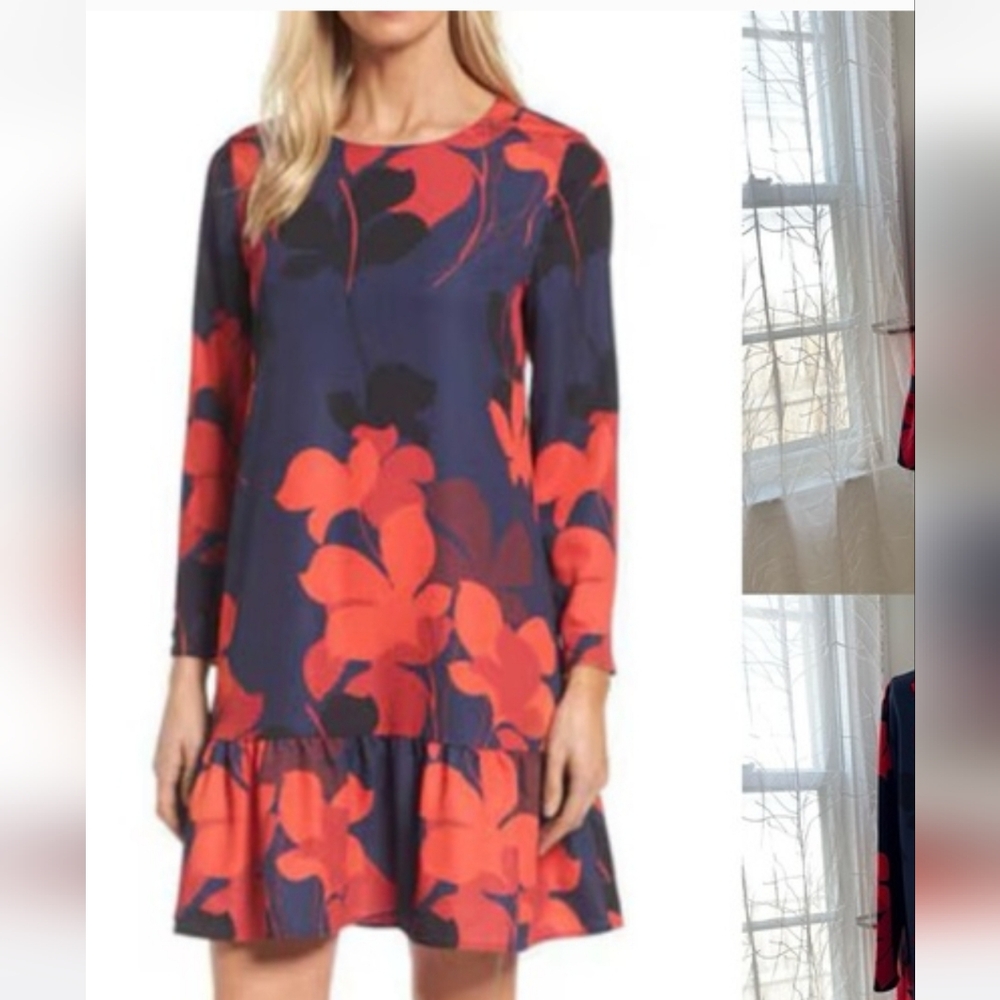 Halogen Red And Navy Floral Dress